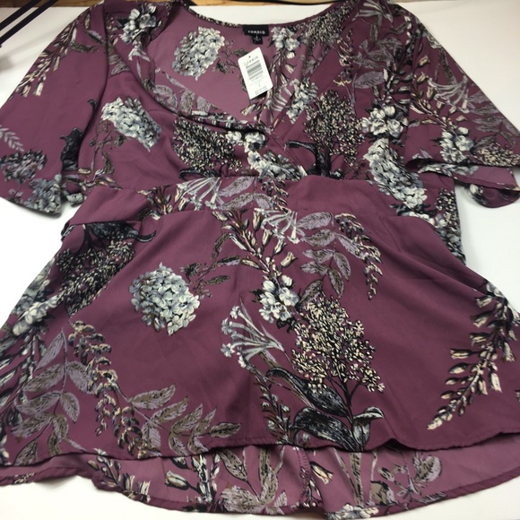 Torrid Purple Floral Kimono Style Blouse 2X - Picture 3 of 8